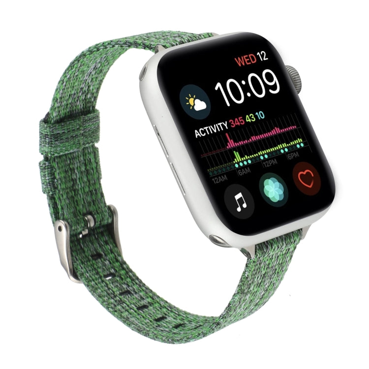 Woven Canvas Nylon Wrist Strap Watch Band For Series 7 41mm / 6 & SE & 5 & 4 40mm / 3 & 2 & 1 38mm(Green) by bashfashion