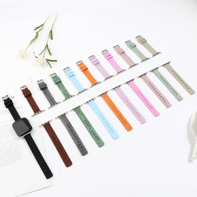 Woven Canvas Nylon Wrist Strap Watch Band For Series 7 41mm / 6 & SE & 5 & 4 40mm / 3 & 2 & 1 38mm(Sky Blue) by bashfashion