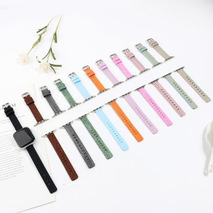 Woven Canvas Nylon Wrist Strap Watch Band For Series 7 41mm / 6 & SE & 5 & 4 40mm / 3 & 2 & 1 38mm(Pink Green) by bashfashion