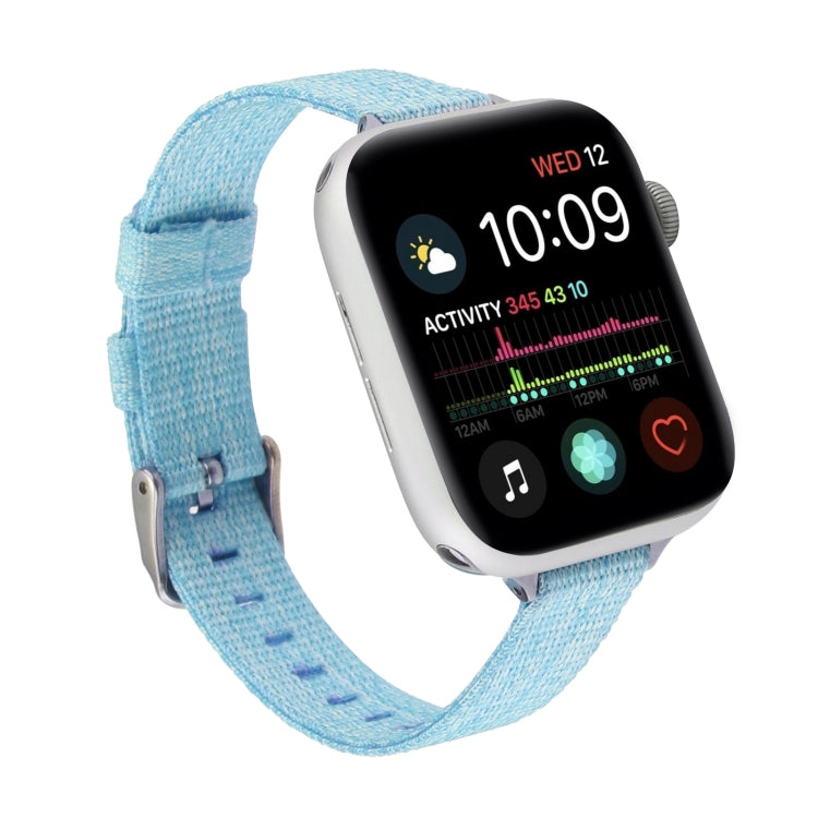 Woven Canvas Nylon Wrist Strap Watch Band For Series 7 45mm / 6 & SE & 5 & 4 44mm / 3 & 2 & 1 42mm(Sky Blue) by bashfashion