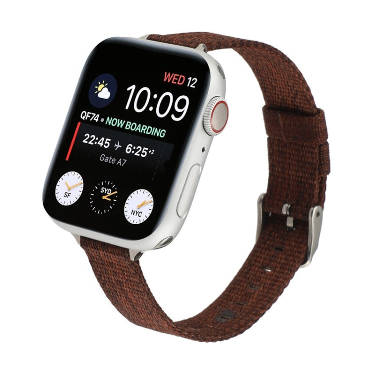 Woven Canvas Nylon Wrist Strap Watch Band For Series 7 45mm / 6 & SE & 5 & 4 44mm / 3 & 2 & 1 42mm(Brown) by bashfashion