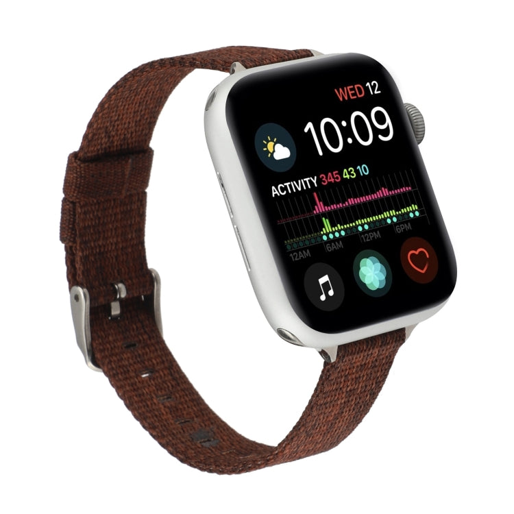 Woven Canvas Nylon Wrist Strap Watch Band For Series 7 45mm / 6 & SE & 5 & 4 44mm / 3 & 2 & 1 42mm(Brown) by bashfashion
