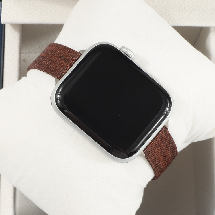 Woven Canvas Nylon Wrist Strap Watch Band For Series 7 45mm / 6 & SE & 5 & 4 44mm / 3 & 2 & 1 42mm(Brown) by bashfashion