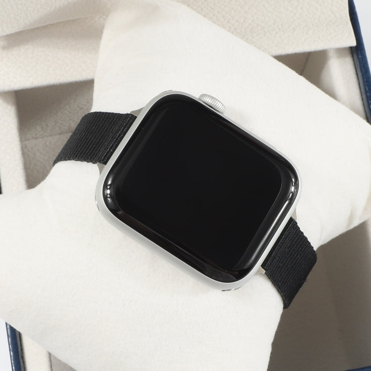 Woven Canvas Nylon Wrist Strap Watch Band For Series 7 45mm / 6 & SE & 5 & 4 44mm / 3 & 2 & 1 42mm(Black) by bashfashion