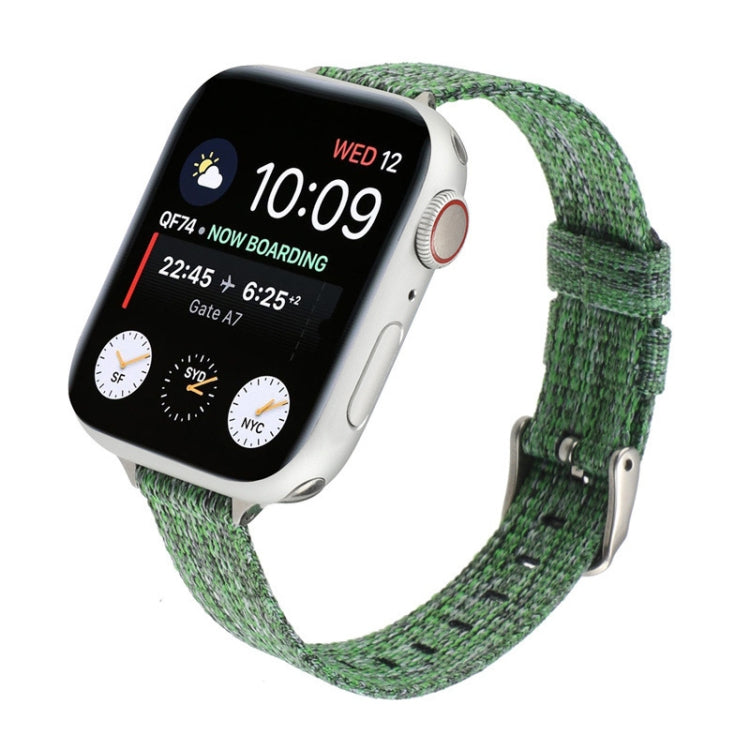 Woven Canvas Nylon Wrist Strap Watch Band For Series 7 45mm / 6 & SE & 5 & 4 44mm / 3 & 2 & 1 42mm(Green) by bashfashion