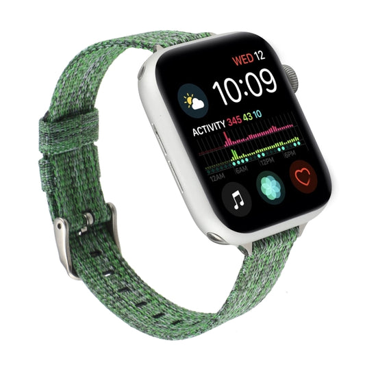 Woven Canvas Nylon Wrist Strap Watch Band For Series 7 45mm / 6 & SE & 5 & 4 44mm / 3 & 2 & 1 42mm(Green) by bashfashion