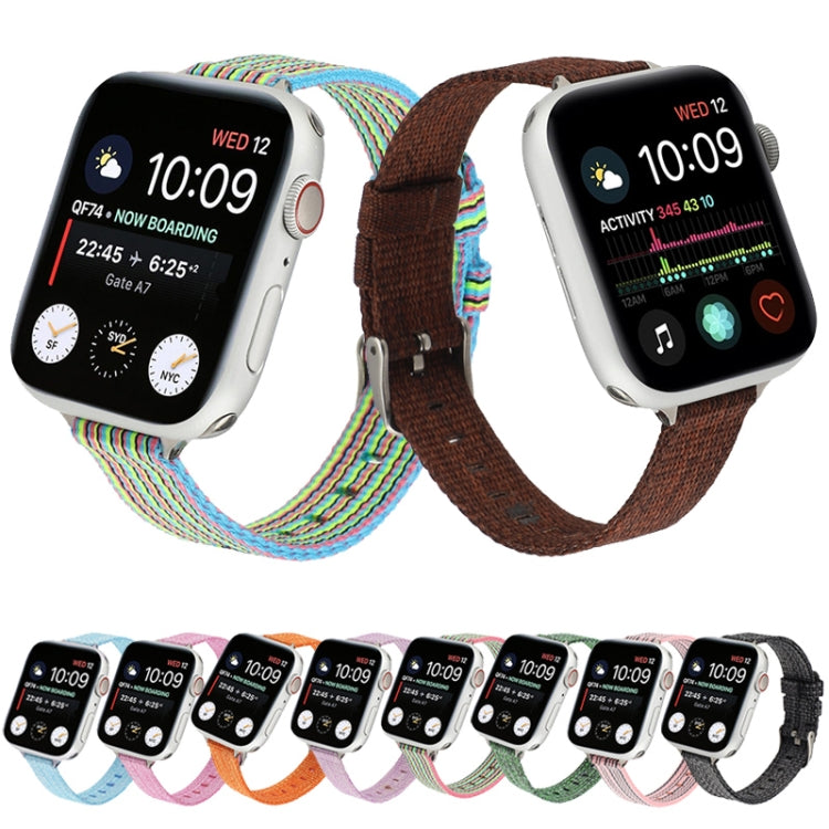 Woven Canvas Nylon Wrist Strap Watch Band For Series 7 45mm / 6 & SE & 5 & 4 44mm / 3 & 2 & 1 42mm(Pink) by bashfashion