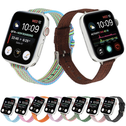 Woven Canvas Nylon Wrist Strap Watch Band For Series 7 45mm / 6 & SE & 5 & 4 44mm / 3 & 2 & 1 42mm(Blue Green) by bashfashion