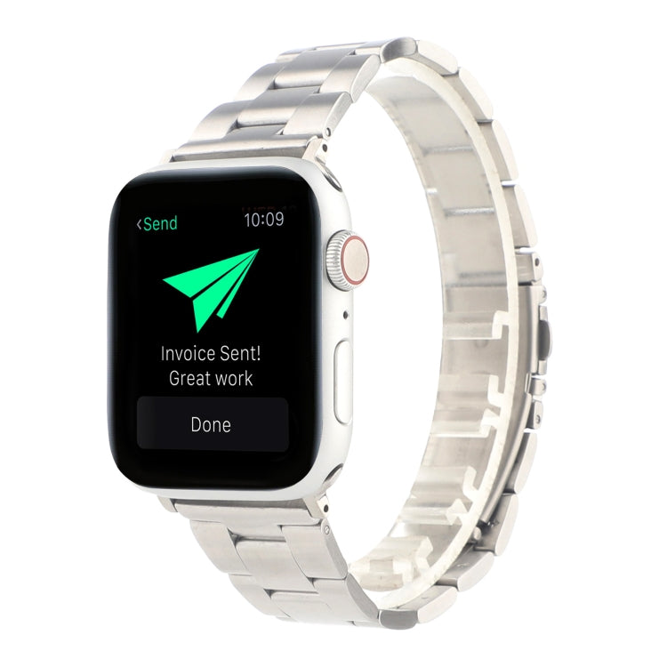 Stainless Steel Three Beads Hand Detachable Xiaoman Waist Strap Wristband For Series 7 41mm / 6 & SE & 5 & 4 40mm / 3 & 2 & 1 38mm(Silver) by bashfashion