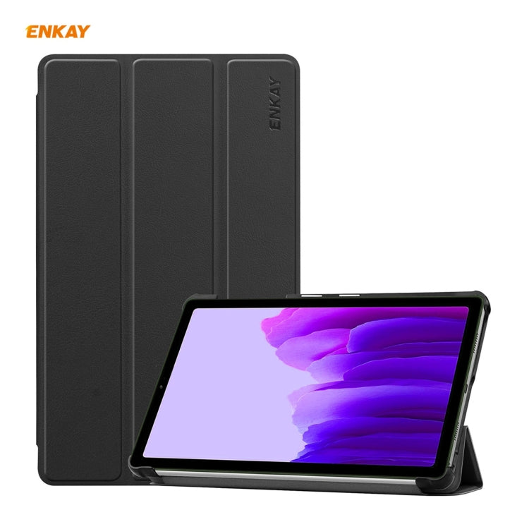 ENKAY PU Leather + Plastic Case with Three-folding Holder for Samsung Galaxy Tab A7 Lite T220 / T225(Black) by ENKAY