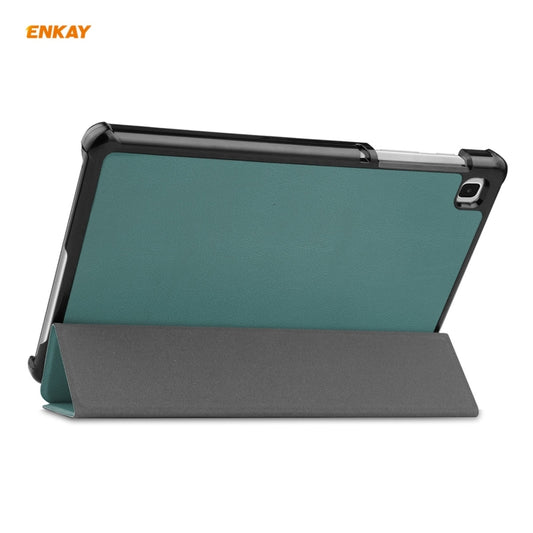 ENKAY PU Leather + Plastic Case with Three-folding Holder for Samsung Galaxy Tab A7 Lite T220 / T225(Green) by ENKAY