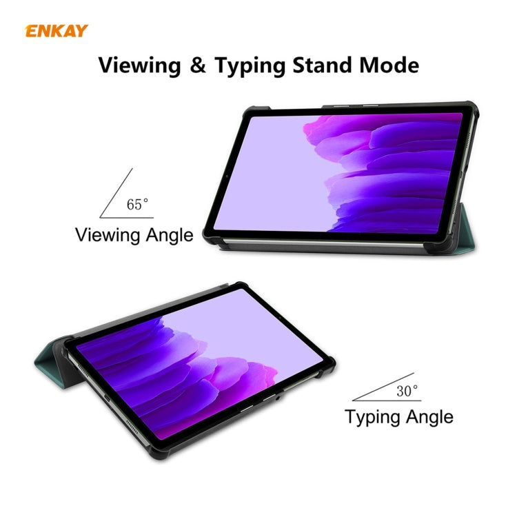 ENKAY PU Leather + Plastic Case with Three-folding Holder for Samsung Galaxy Tab A7 Lite T220 / T225(Green) by ENKAY