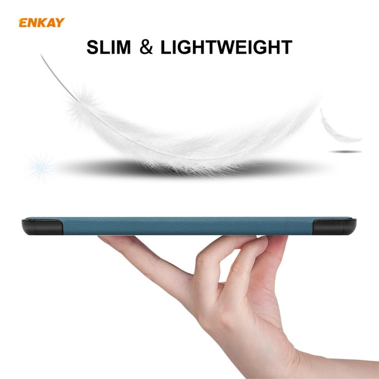 ENKAY PU Leather + Plastic Case with Three-folding Holder for Samsung Galaxy Tab A7 Lite T220 / T225(Green) by ENKAY