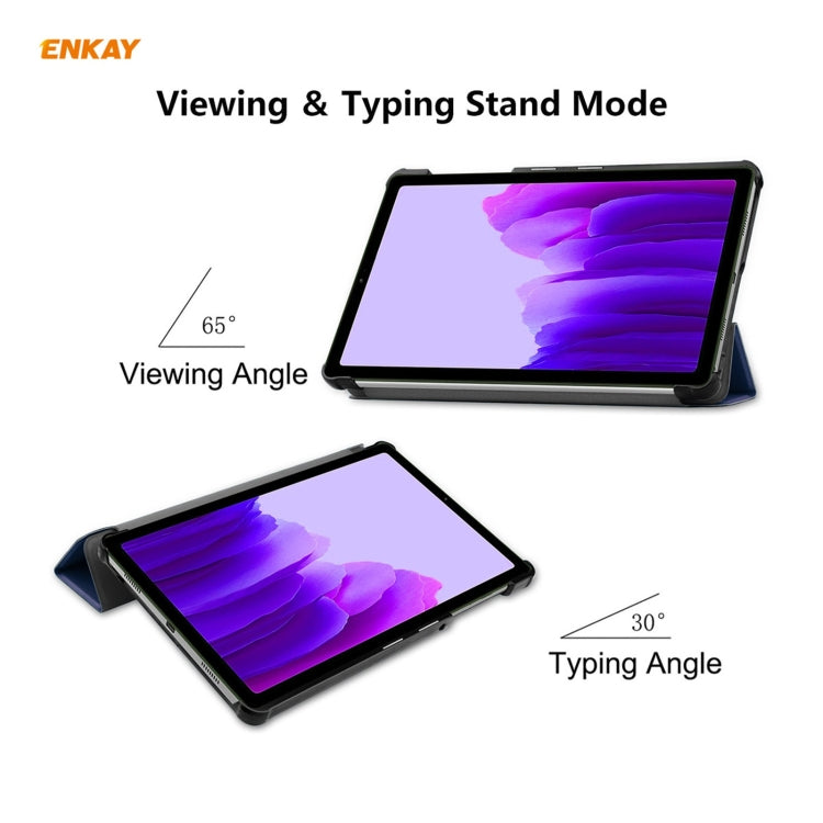 ENKAY PU Leather + Plastic Case with Three-folding Holder for Samsung Galaxy Tab A7 Lite T220 / T225(Dark Blue) by ENKAY