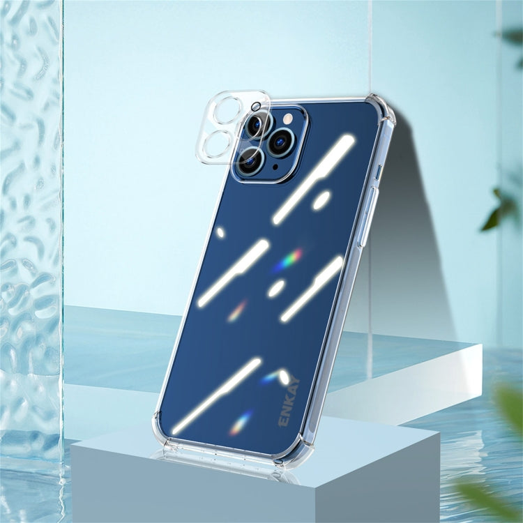 For iPhone 12 Pro Hat-Prince ENKAY Clear TPU Shockproof Airbag Soft Case + Camera Lens Glass Film by ENKAY