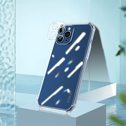 For iPhone 12 Pro Max Hat-Prince ENKAY Clear TPU Shockproof Airbag Soft Case + Camera Lens Glass Film by ENKAY