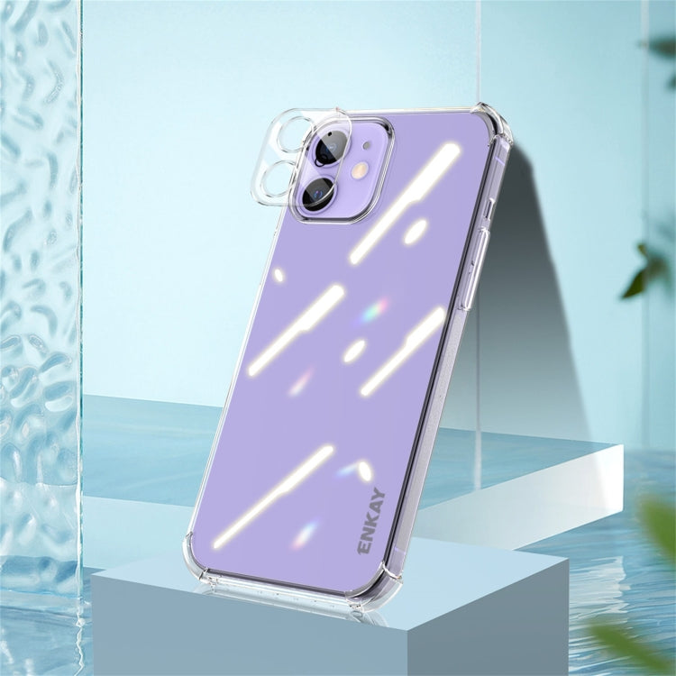 For iPhone 12 mini Hat-Prince ENKAY Clear TPU Shockproof Airbag Soft Case + Camera Lens Glass Film by ENKAY