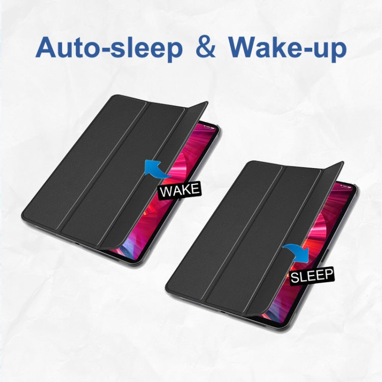 For iPad Pro 11 2022 / 2021 / 2020 ENKAY 3-Folding Shockproof PC Cover Custer Texture PU Leather Tablet Case with Holder & Sleep / Wake-up Function(Dark Blue) by ENKAY