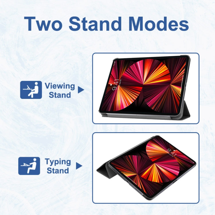 For iPad Pro 11 2022 / 2021 / 2020 ENKAY 3-Folding Shockproof PC Cover Custer Texture PU Leather Tablet Case with Holder & Sleep / Wake-up Function(Black) by ENKAY