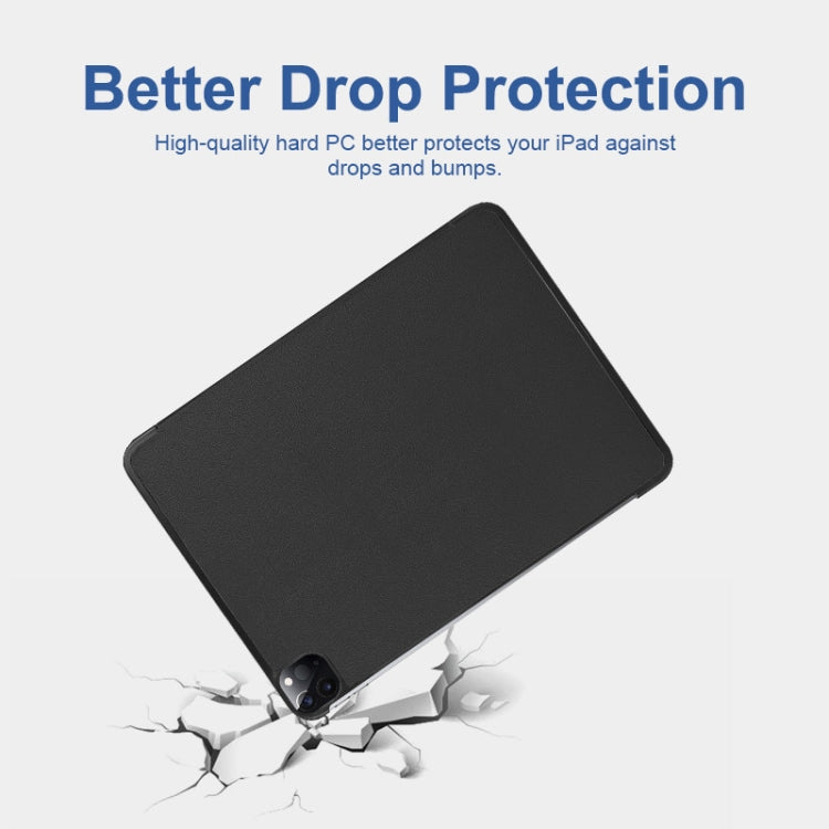 For iPad Pro 11 2022 / 2021 / 2020 ENKAY 3-Folding Shockproof PC Cover Custer Texture PU Leather Tablet Case with Holder & Sleep / Wake-up Function(Black) by ENKAY