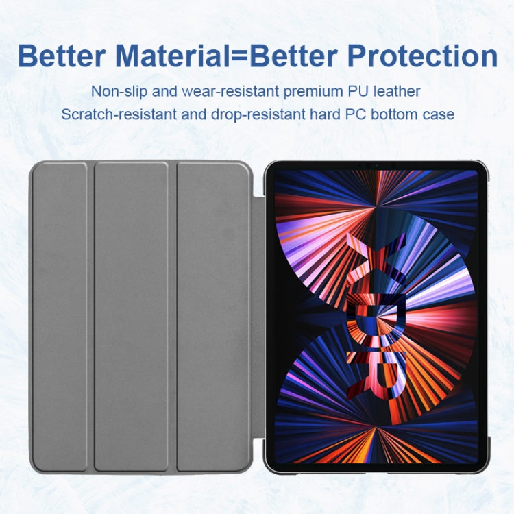 For iPad Pro 11 2022 / 2021 / 2020 ENKAY 3-Folding Shockproof PC Cover Custer Texture PU Leather Tablet Case with Holder & Sleep / Wake-up Function(Light Blue) by ENKAY