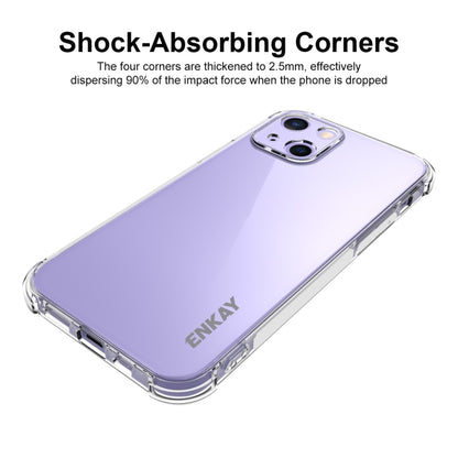 For iPhone 13 mini Hat-Prince ENKAY Clear TPU Shockproof Soft Case Drop Protection Cover + Clear HD Tempered Glass Protector Film by ENKAY