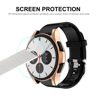 For Samsung Galaxy Watch4 Classic 42mm ENKAY Hat-Prince Full Coverage Electroplate Soft Case TPU HD Clear Cover + Tempered Glass Protector(Pink) by ENKAY