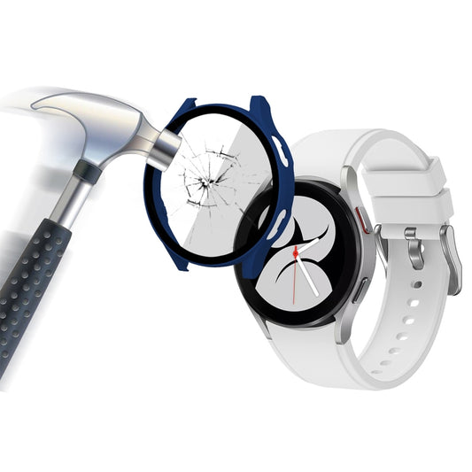 ENKAY Hat-Prince Full Coverage PC Frame + Tempered Glass Protector Composite Case for Samsung Galaxy Watch4 44mm(Dark Blue) by ENKAY