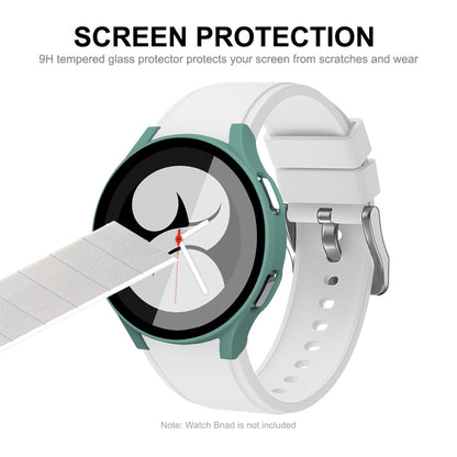 ENKAY Hat-Prince Full Coverage PC Frame + Tempered Glass Protector Composite Case for Samsung Galaxy Watch4 44mm(White) by ENKAY