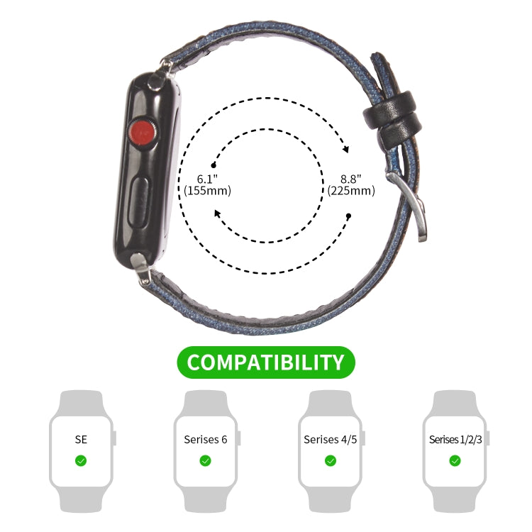 Silver Buckle Leather Strap For Apple Watch Series 9&8&7 41mm / SE 3&SE 2&6&SE&5&4 40mm / 3&2&1 38mm(Light Blue+Black) by bashfashion