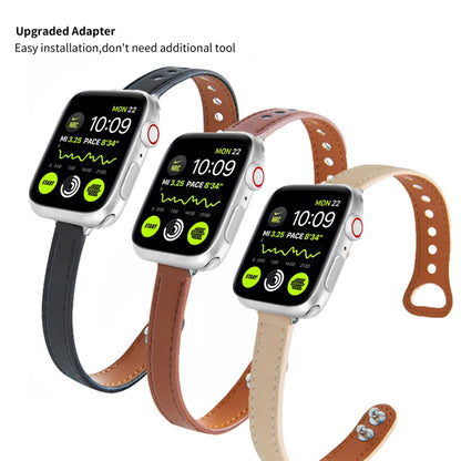 Leather Strap Watch Band For Apple Watch Series 9&8&7 41mm / SE 3&SE 2&6&SE&5&4 40mm / 3&2&1 38mm(White) by bashfashion