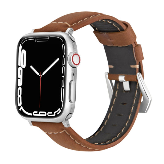 Leather Strap Watch Band For Apple Watch Series 9&8&7 41mm / SE 3&SE 2&6&SE&5&4 40mm / 3&2&1 38mm(Brown) by bashfashion