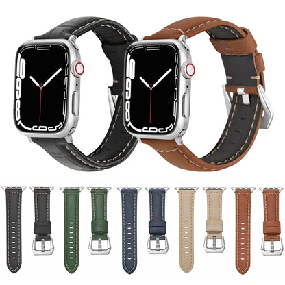 Leather Strap Watch Band For Apple Watch Series 9&8&7 41mm / SE 3&SE 2&6&SE&5&4 40mm / 3&2&1 38mm(Blue) by bashfashion