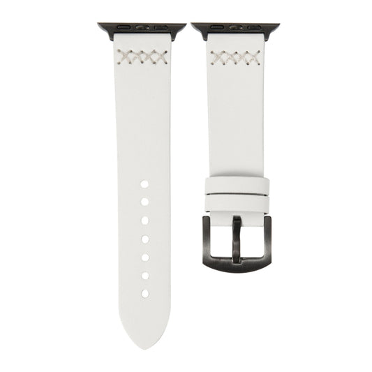 Leather Strap Watch Band For Apple Watch Series 9&8&7 41mm / SE 3&SE 2&6&SE&5&4 40mm / 3&2&1 38mm(White) by bashfashion