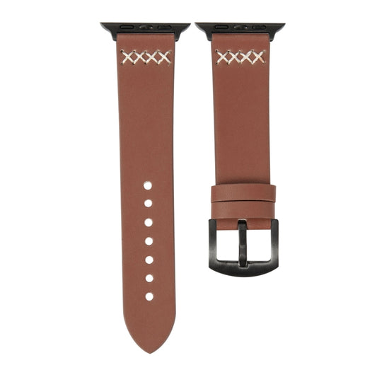 Leather Strap Watch Band For Apple Watch Series 9&8&7 41mm / SE 3&SE 2&6&SE&5&4 40mm / 3&2&1 38mm(Brown) by bashfashion