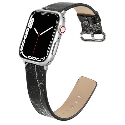Marbled Leather Strap For Apple Watch Series 9&8&7 41mm / SE 3&SE 2&6&SE&5&4 40mm / 3&2&1 38mm(Black) by bashfashion