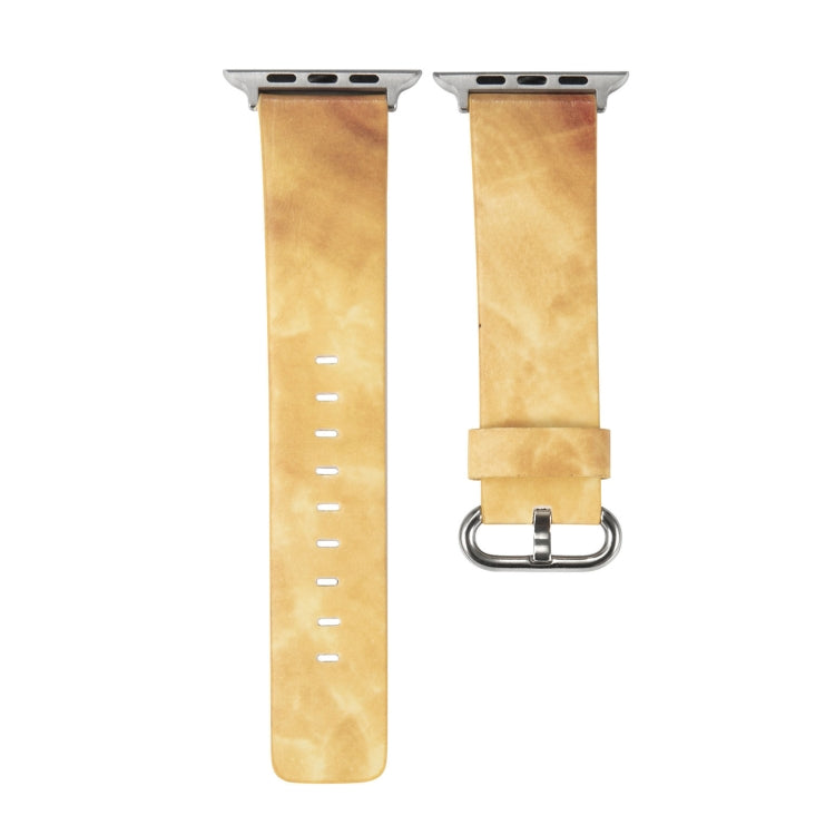 Marbled Leather Strap For Apple Watch Series 9&8&7 41mm / SE 3&SE 2&6&SE&5&4 40mm / 3&2&1 38mm(Yellow) by bashfashion