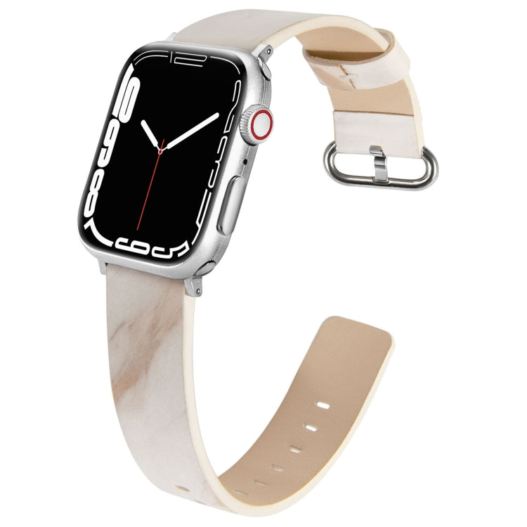 Marbled Leather Strap For Apple Watch Ultra 49mm&Watch Ultra 2 49mm / Series 9&8&7 45mm / SE 3&SE 2&6&SE&5&4 44mm / 3&2&1 42mm(White) by bashfashion
