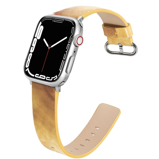 Marbled Leather Strap For Apple Watch Ultra 49mm&Watch Ultra 2 49mm / Series 9&8&7 45mm / SE 3&SE 2&6&SE&5&4 44mm / 3&2&1 42mm(Yellow) by bashfashion
