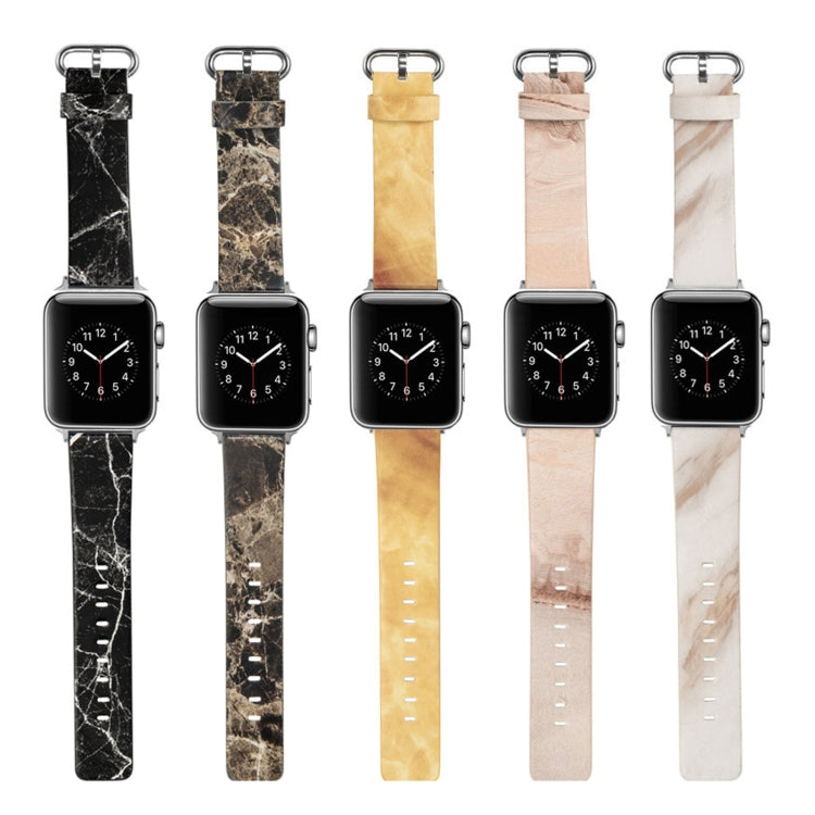 Marbled Leather Strap For Apple Watch Ultra 49mm&Watch Ultra 2 49mm / Series 9&8&7 45mm / SE 3&SE 2&6&SE&5&4 44mm / 3&2&1 42mm(Black) by bashfashion