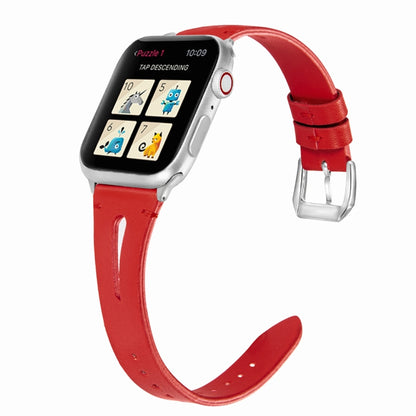 Leather Strap For Apple Watch Series 9&8&7 41mm / SE 3&SE 2&6&SE&5&4 40mm / 3&2&1 38mm(Red) by bashfashion