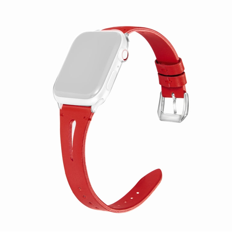 Leather Strap For Apple Watch Series 9&8&7 41mm / SE 3&SE 2&6&SE&5&4 40mm / 3&2&1 38mm(Red) by bashfashion