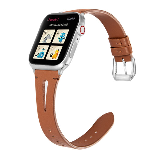 Leather Strap For Apple Watch Series 9&8&7 41mm / SE 3&SE 2&6&SE&5&4 40mm / 3&2&1 38mm(Brown) by bashfashion