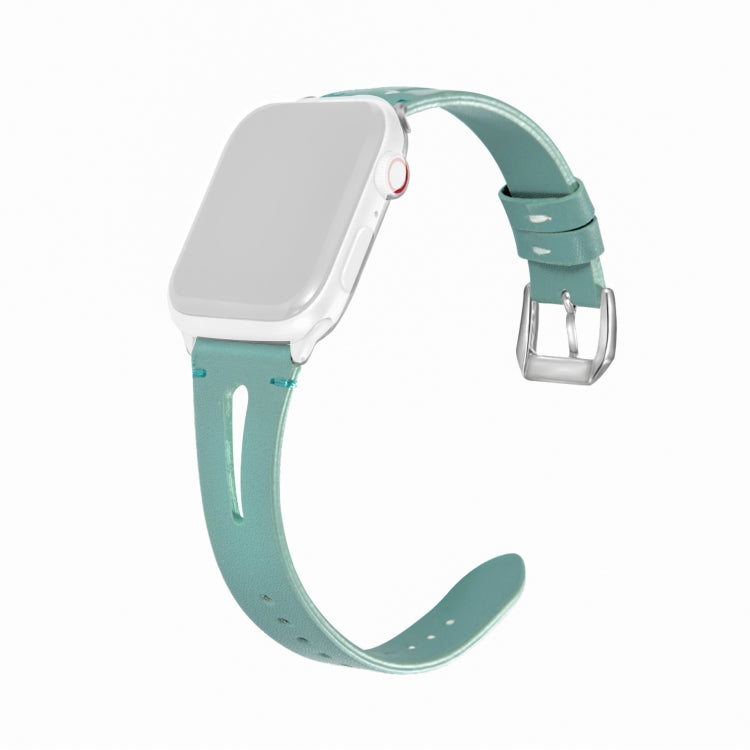 Leather Strap For Apple Watch Series 9&8&7 41mm / SE 3&SE 2&6&SE&5&4 40mm / 3&2&1 38mm(Light Green) by bashfashion