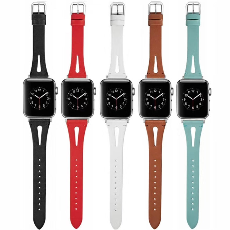 Leather Strap For Apple Watch Series 9&8&7 41mm / SE 3&SE 2&6&SE&5&4 40mm / 3&2&1 38mm(Red) by bashfashion