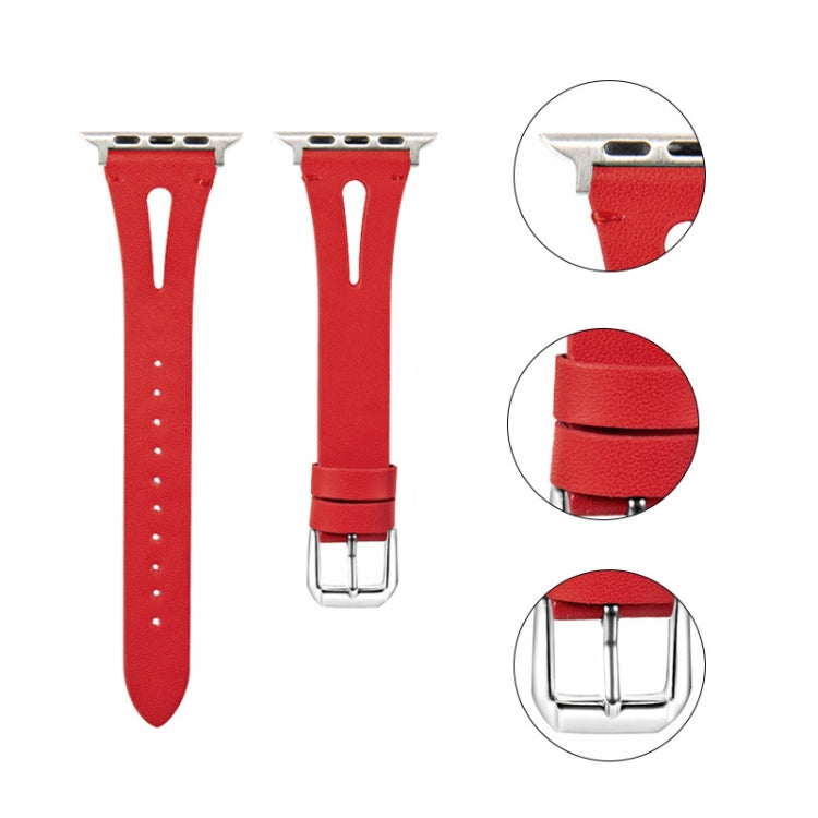 Leather Strap For Apple Watch Series 9&8&7 41mm / SE 3&SE 2&6&SE&5&4 40mm / 3&2&1 38mm(Red) by bashfashion