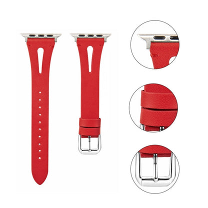 Leather Strap For Apple Watch Series 9&8&7 41mm / SE 3&SE 2&6&SE&5&4 40mm / 3&2&1 38mm(Red) by bashfashion