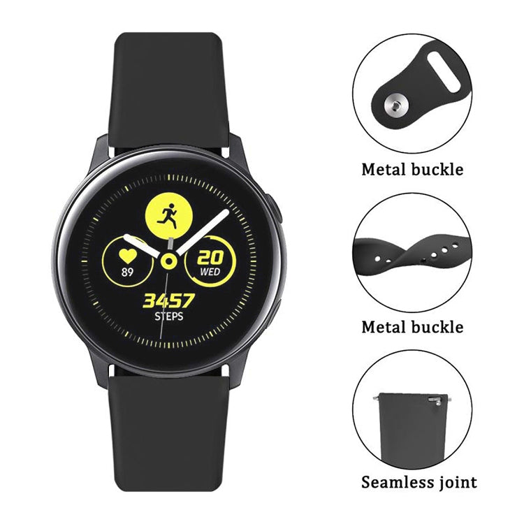 Monochrome Silicone Watch Band for Samsung Galaxy Watch Active 2 22mm(black) by bashfashion