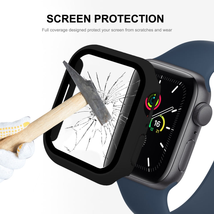 ENKAY Hat-Prince 2 in 1 PC Frame + 9H Tempered Glass Protector Full Coverage Case For Apple Watch Series 9 / 8 / 7 41mm(Dark Blue) by ENKAY
