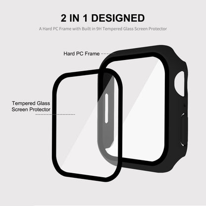 ENKAY Hat-Prince 2 in 1 PC Frame + 9H Tempered Glass Protector Full Coverage Case For Apple Watch Series 9 / 8 / 7 45mm(Black) by ENKAY